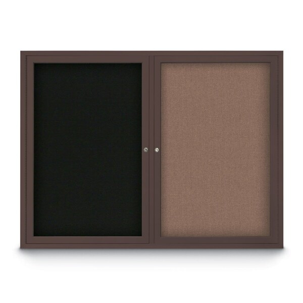 United Visual Products Corkboard, 24"x36", Deep Burgundy/Bronze UV402PLUS-BRONZE-DBURGU - main